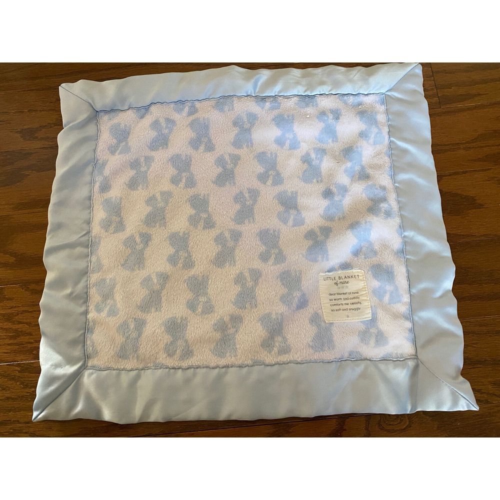 Child Of Mine Little Blanket of Mine Minky Blue Dot Puppies Lovey Satin‎ Trim